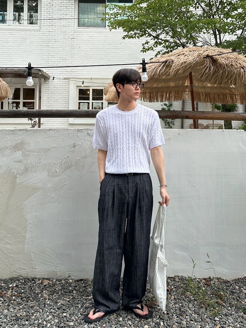 Olin linen two tuck wide denim
