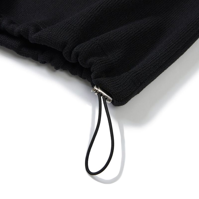 Vネッククロップスウェットシャツ / V-neck Cropped Sweat Shirt [BLACK]