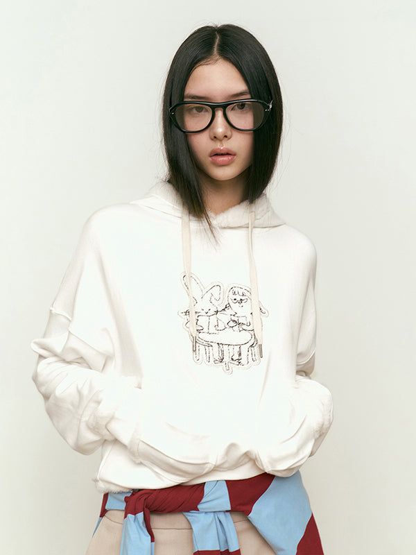 KIRSH（キルシー）の「WITTY BUNNY GRAPHIC FUR HOODIE [IVORY]（Tops）」