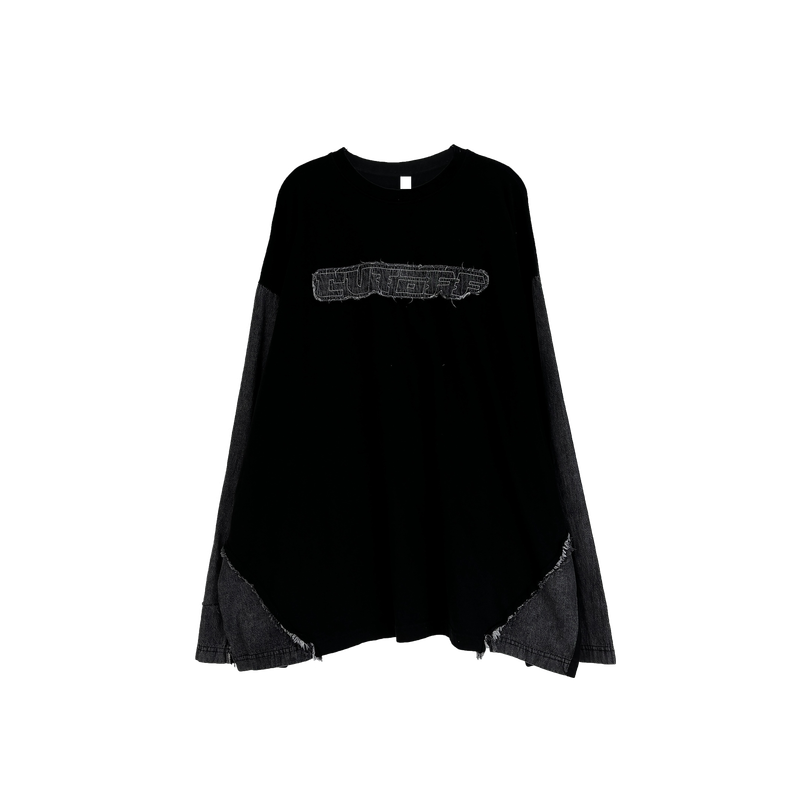 denim block cut-off longsleeve