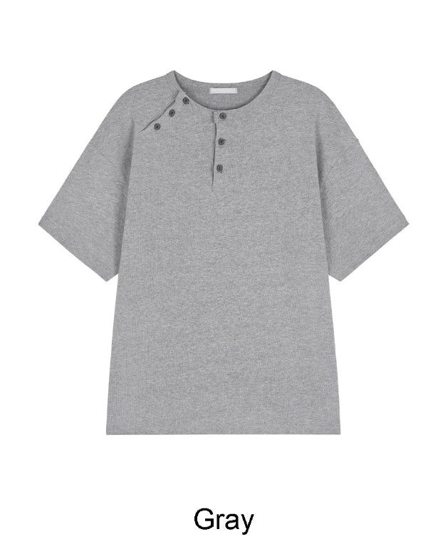 Felder Double Henley Neck Short Sleeve Tee