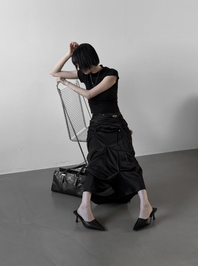Glopin Drape Satin Skirt