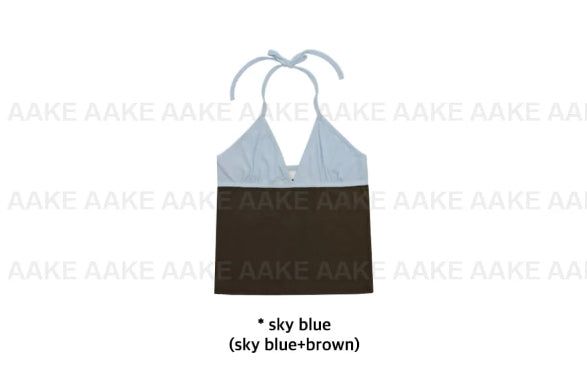 COLOR BLOCK HALTER TOP