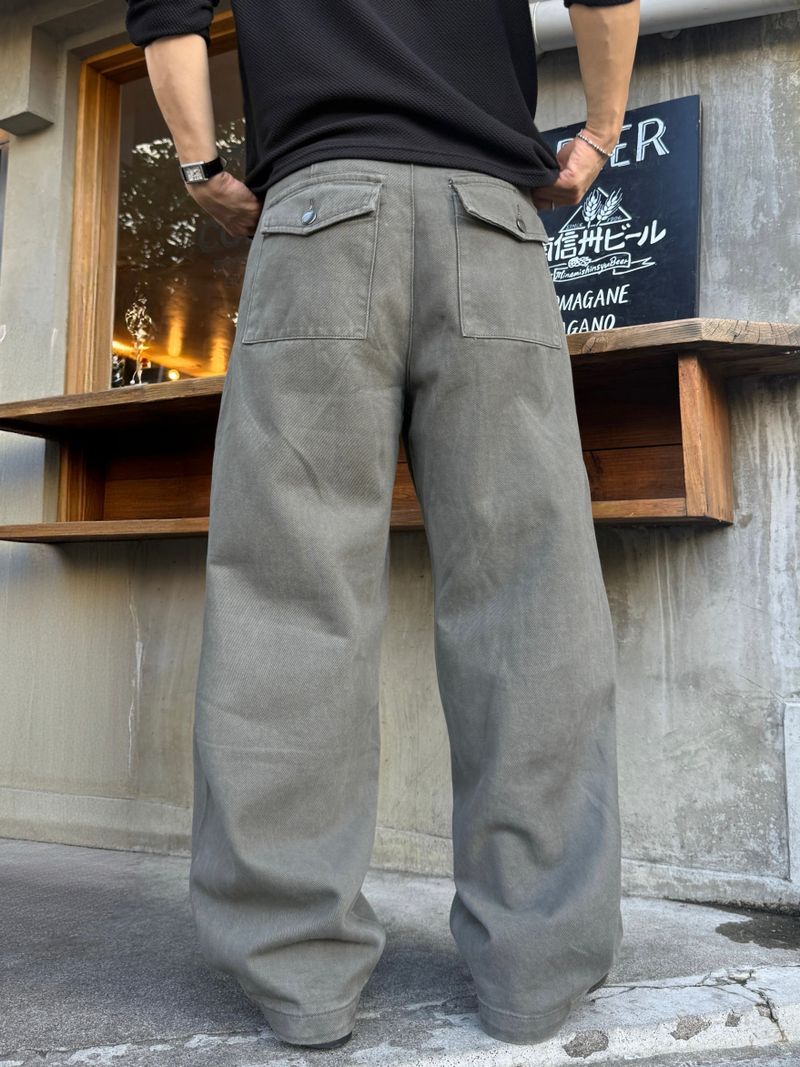 Back pocket dyed barrel denim pants