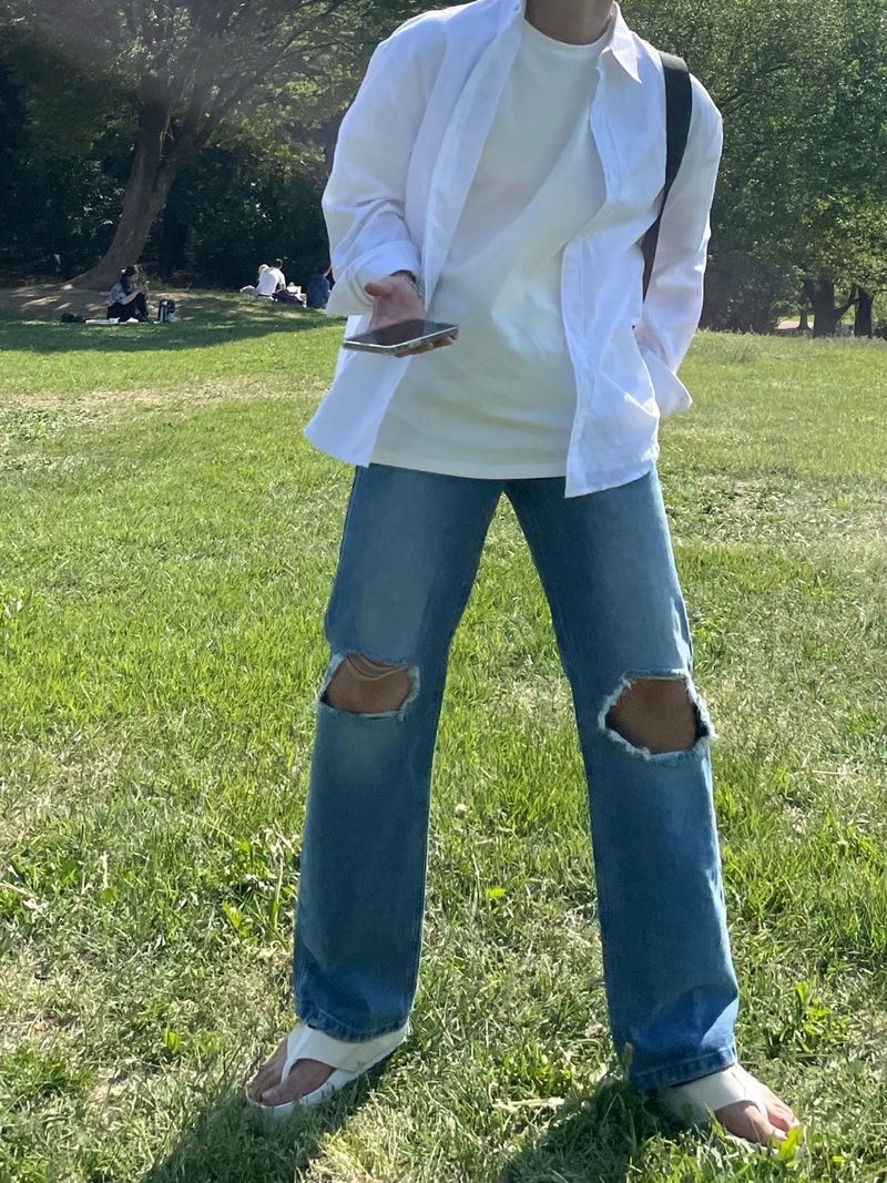 EASY DETROYED DENIM PANTS(2COLOR)