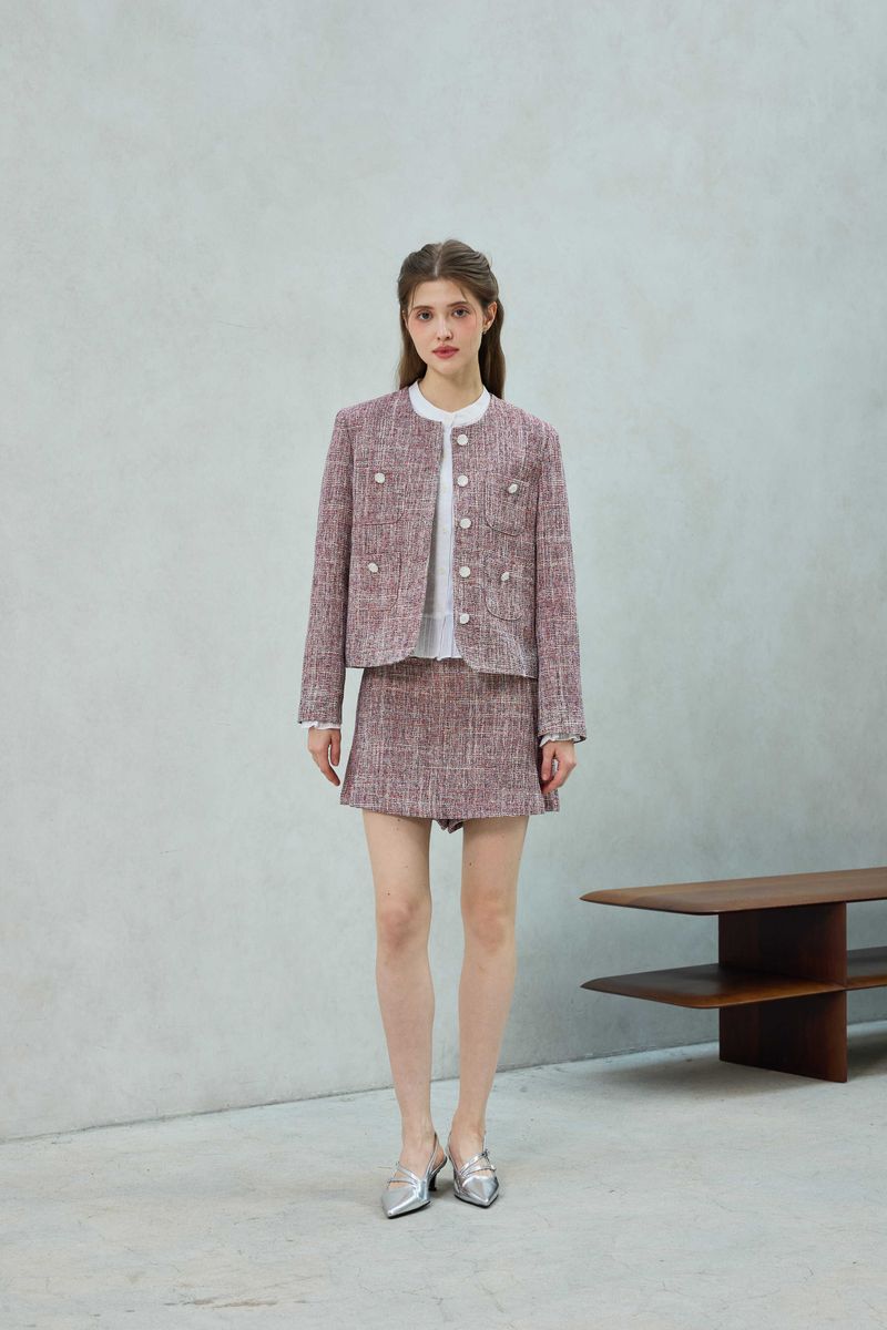 CHERISH TWEED SKIRT PANTS / RED