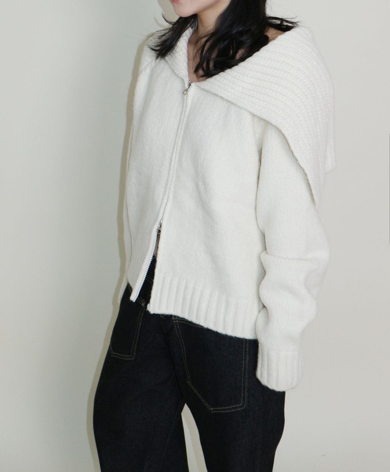 Square Sailor Collar Two-Way Knit Cardigan