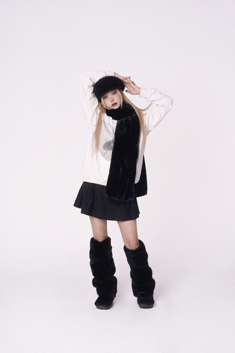 Ribbon Muffler_Fur black