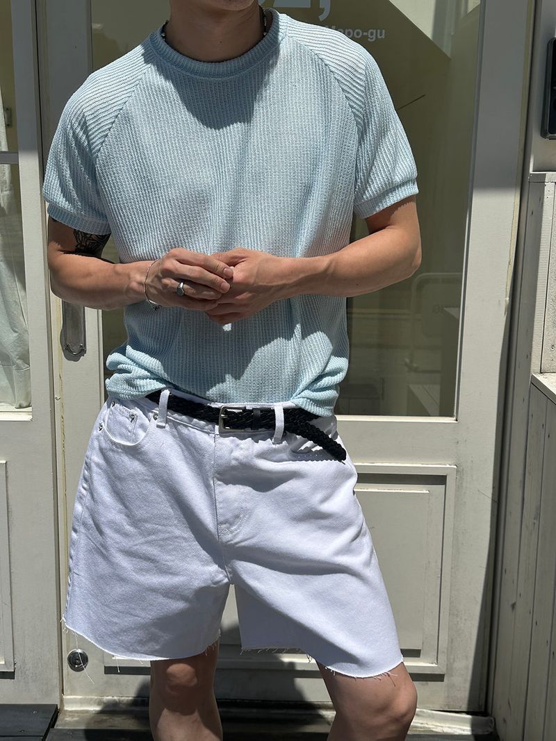 Cutting cotton short pants(2color)