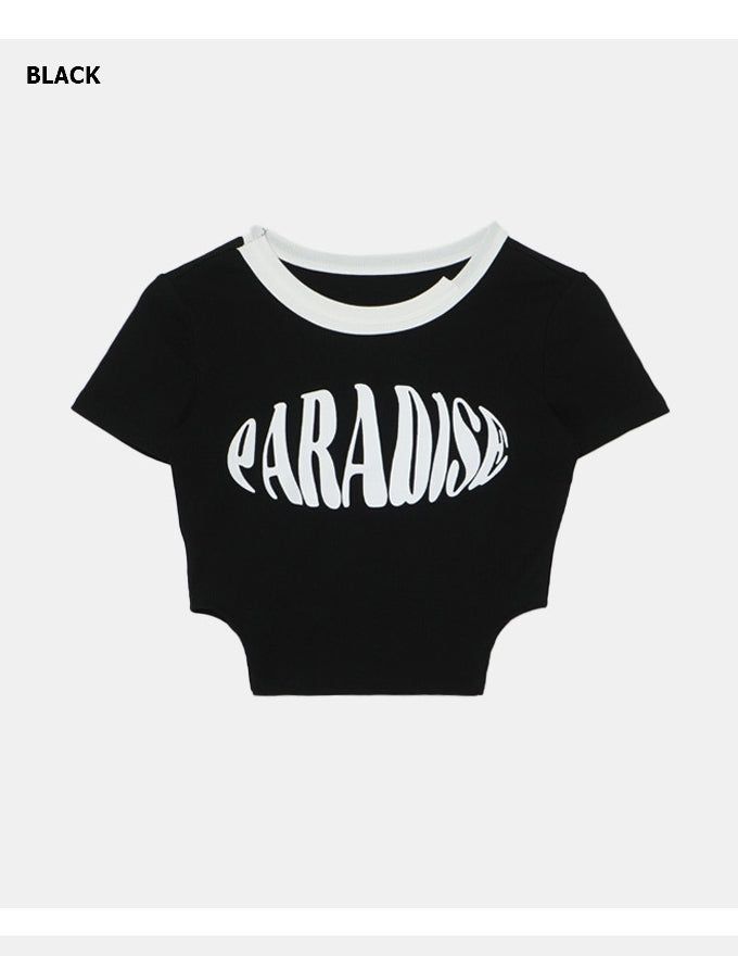Paradise Side Cutting Cropped T-Shirt
