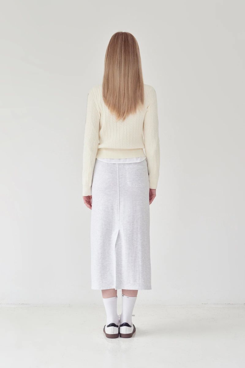 KIRSH PLAIN LINE POINT CABLE KNIT - IVORY