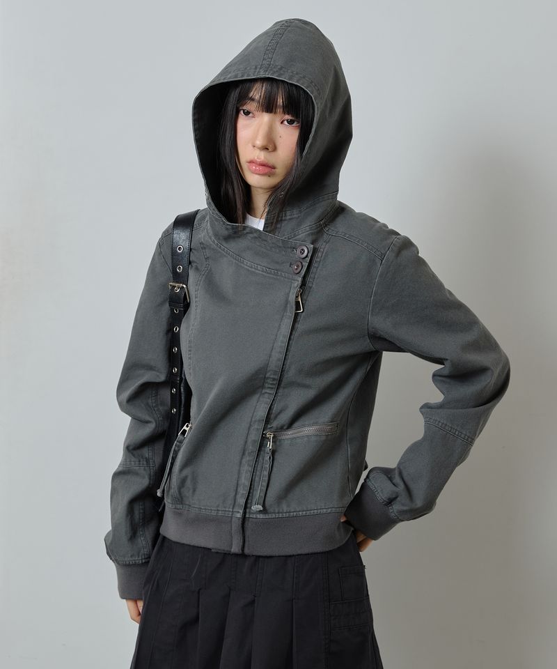 ODDSTUDIO（オッドスタジオ）の「Cotton Rider Hooded Jacket - DEEP KHAKI CHARCOAL（Jackets/Outerwear）」