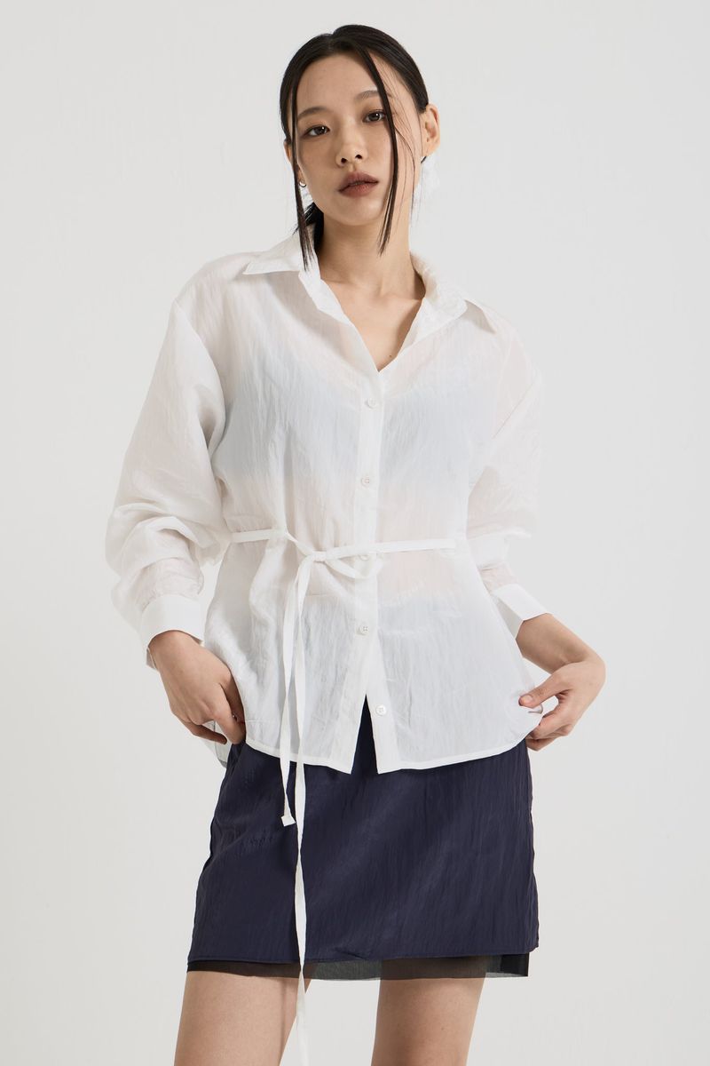 Sheer String Blouse, White