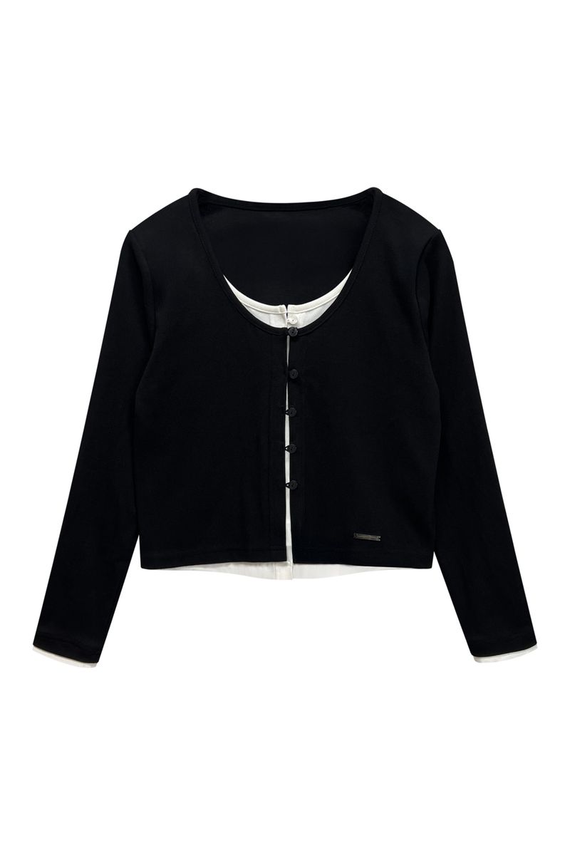 LYLA LAYERED CARDIGAN / BLACK-WHITE