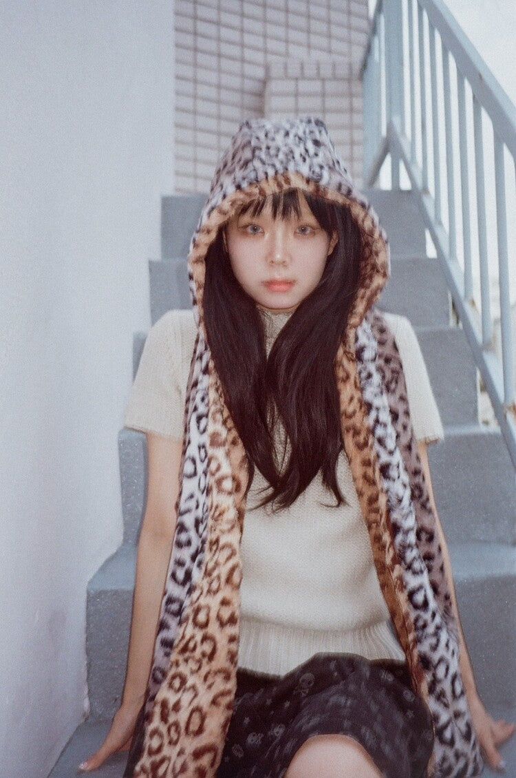 Leopard reversible hood muffler (brown)