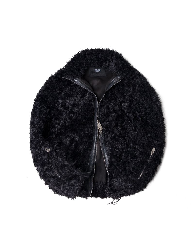 FAUX FUR MULTI ZIPPER BLACK JACKET