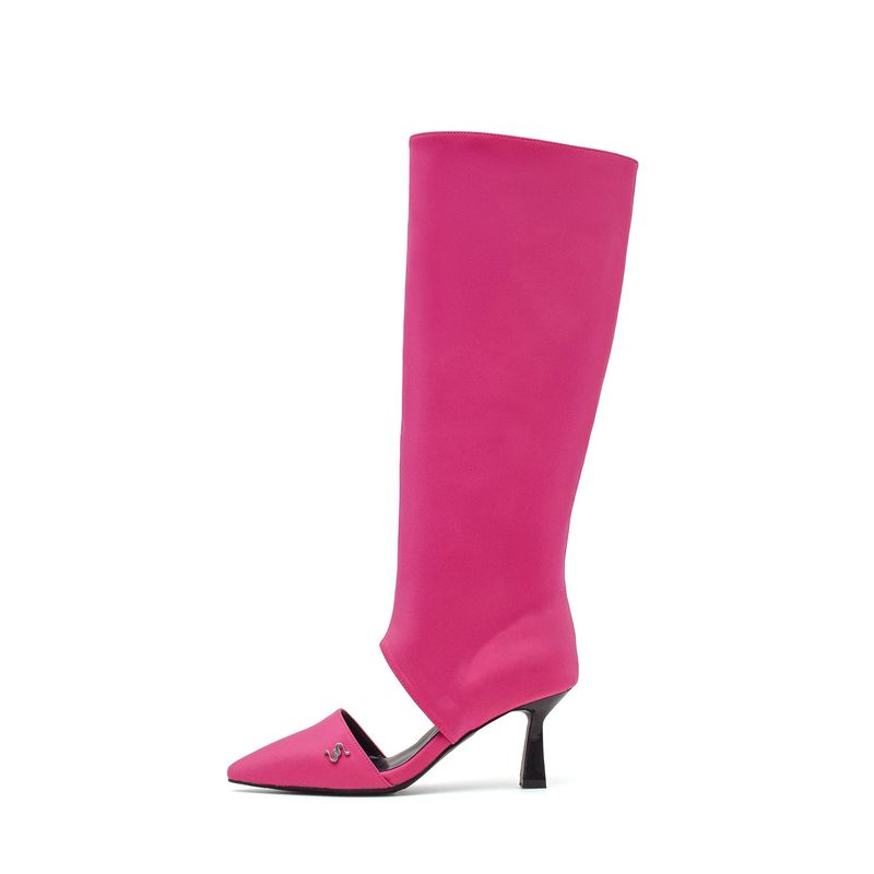 SSIMEEZ（シミズ）の「カットアウトプルオンブーツ ヒール(Pink)（シューズ）」