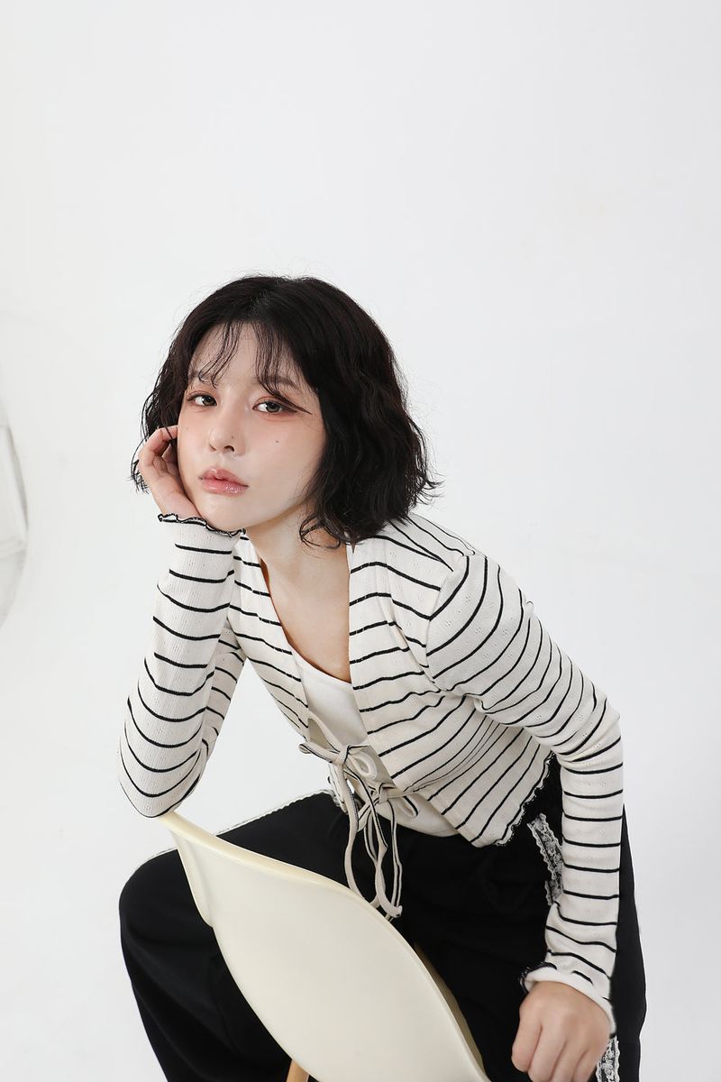 Stripe Ribbon Knit Cardigan