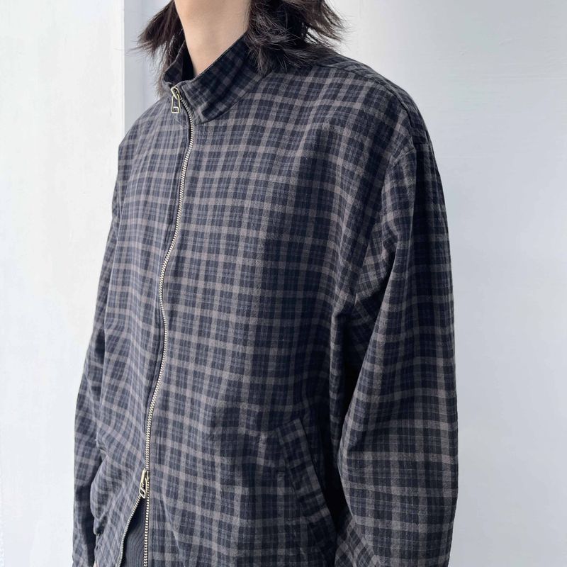 Dark Plaid Two-Way Zip Shirt