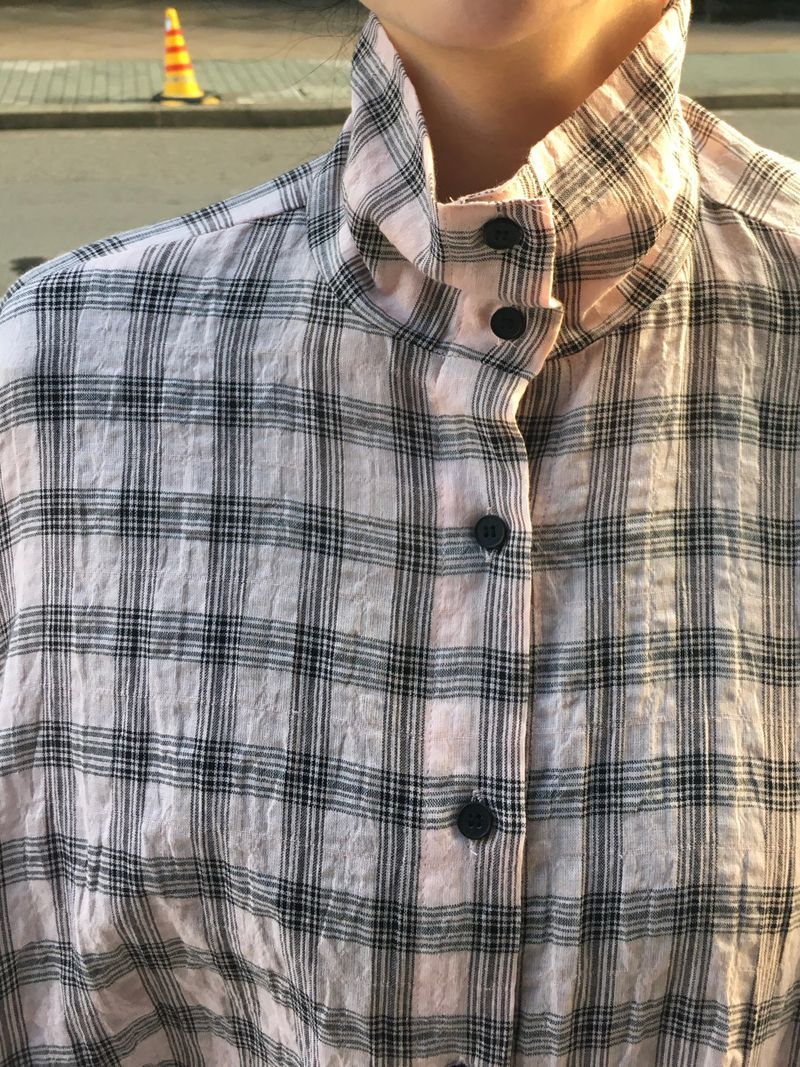 Hyper High-Neck Over Check Shirt (2c)