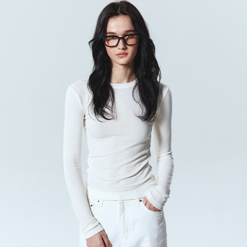 NICK&NICOLE(ニック&ニコール)の「MINIMAL ROUND SLEEVE TOP_IVORY(Tops)」