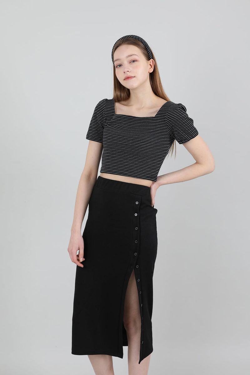 Stripe Puff T-shirt Black