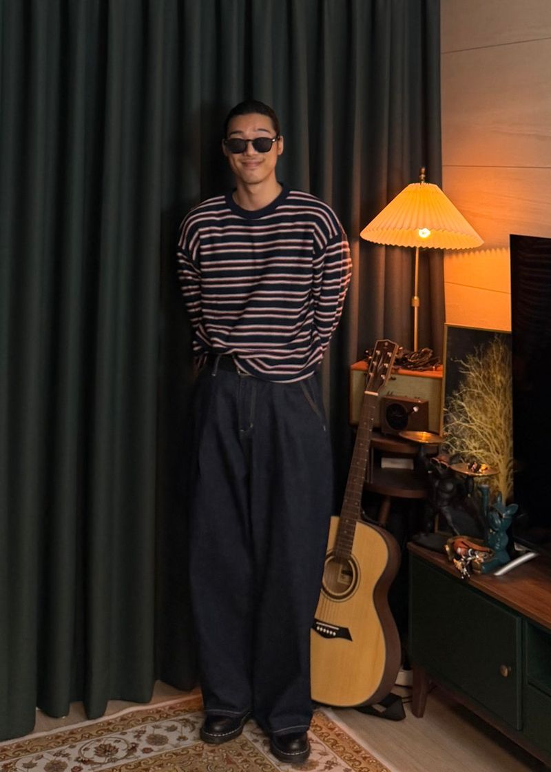 Reverse stripe knit 2COLOR