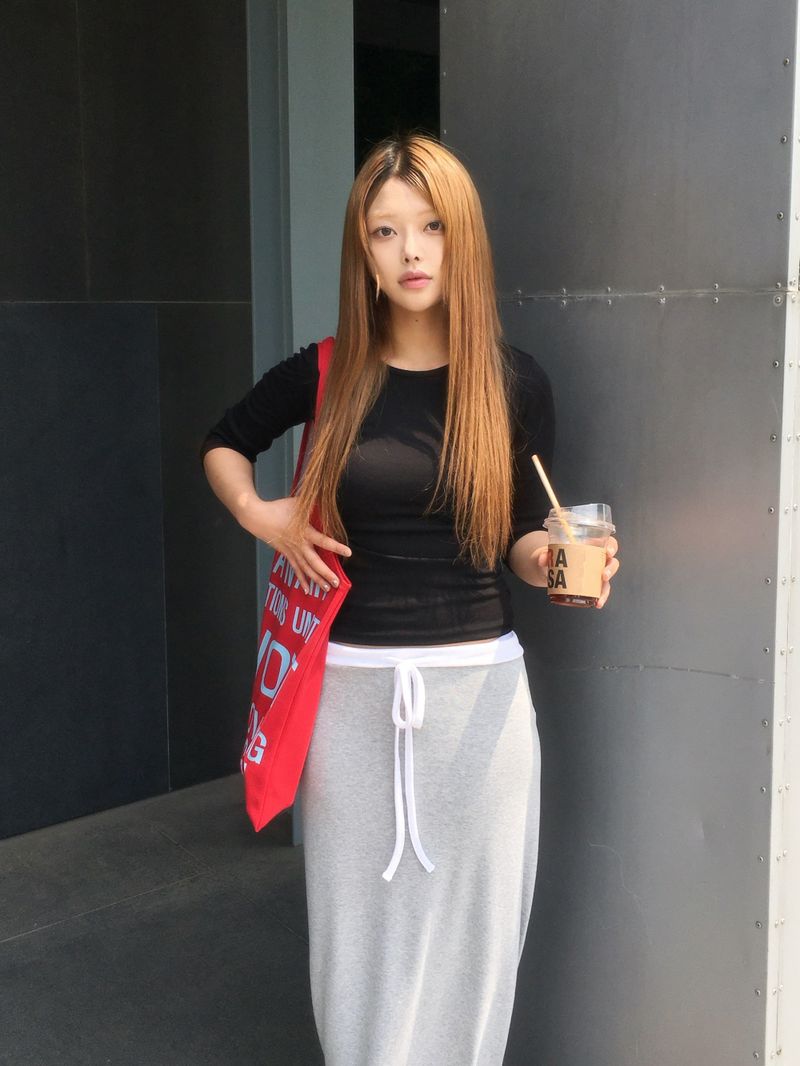 Salt line waist maxi skirt (4c)