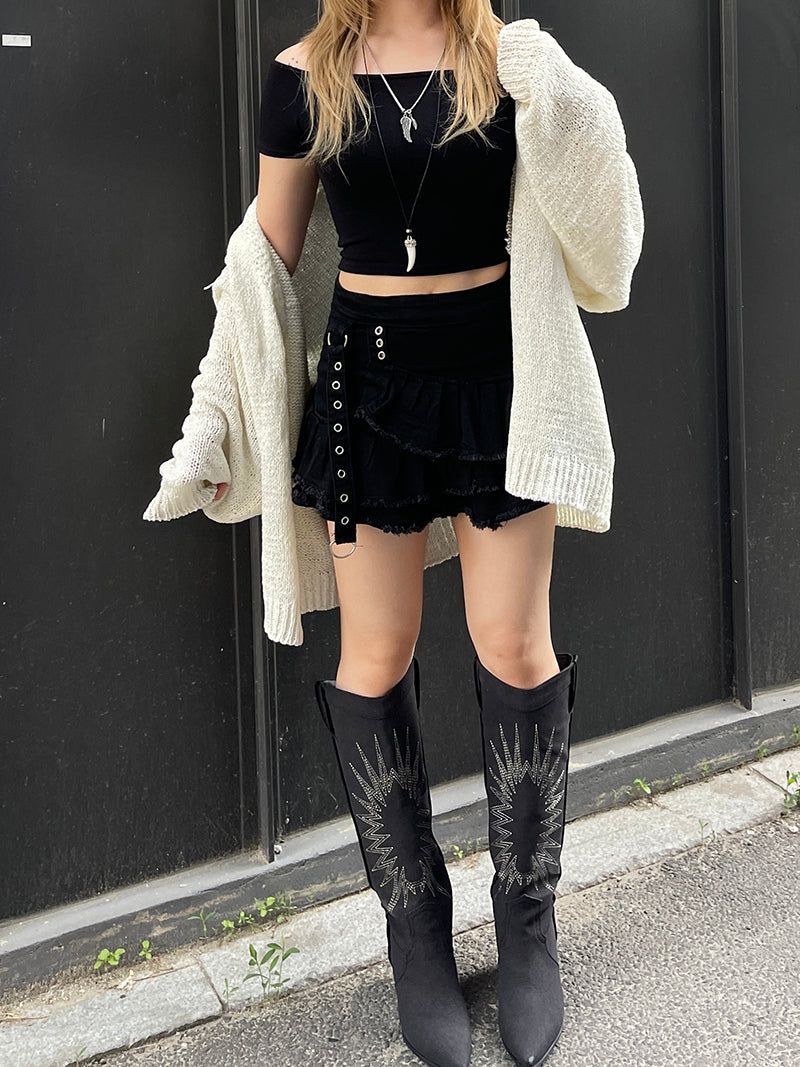 Cropped off-shoulder T-shirt