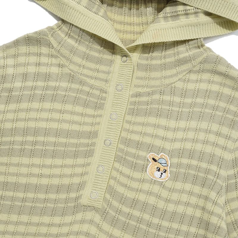 WITTY BUNNY STRIPE KNIT HOODIE [MINT]