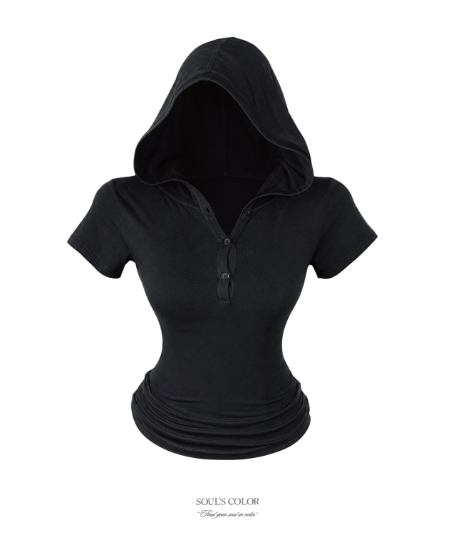 Bunny button hoodie top (4color)