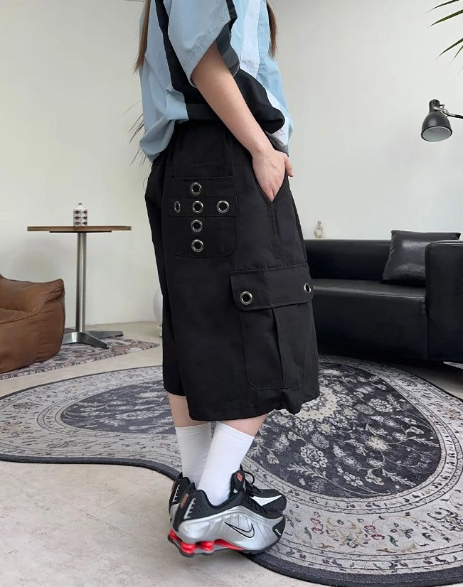 Ber Cross Eyelet Bermuda Pants