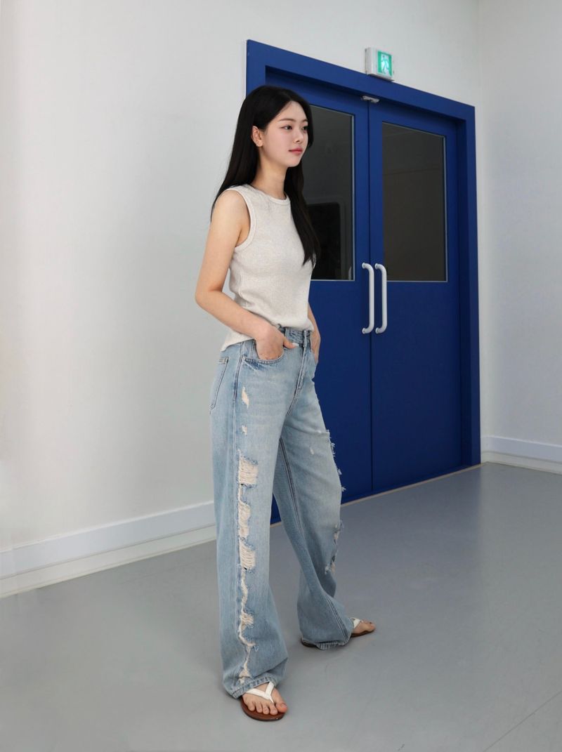 TEEN DESTROYED SLIM WIDE DENIM code 26231