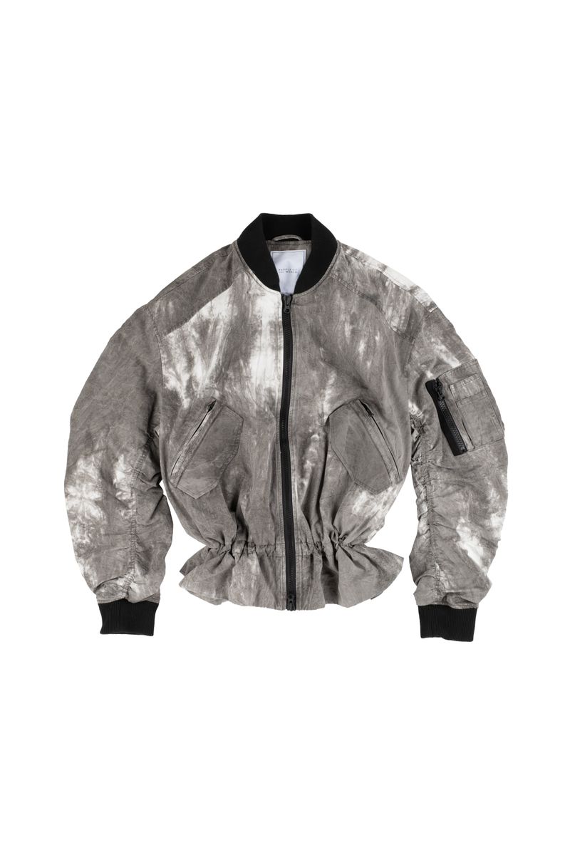 Tie Dye Shirring MA-1 Jumper (GRAY)