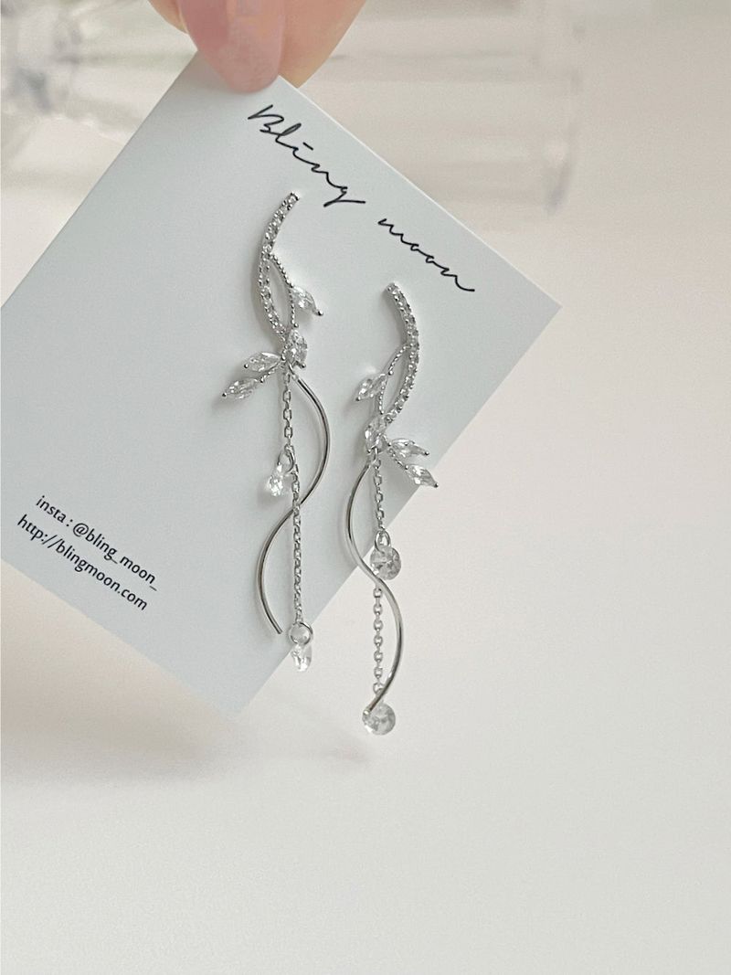 Leaf wave earrings / 2 colors / wedding drop guest look