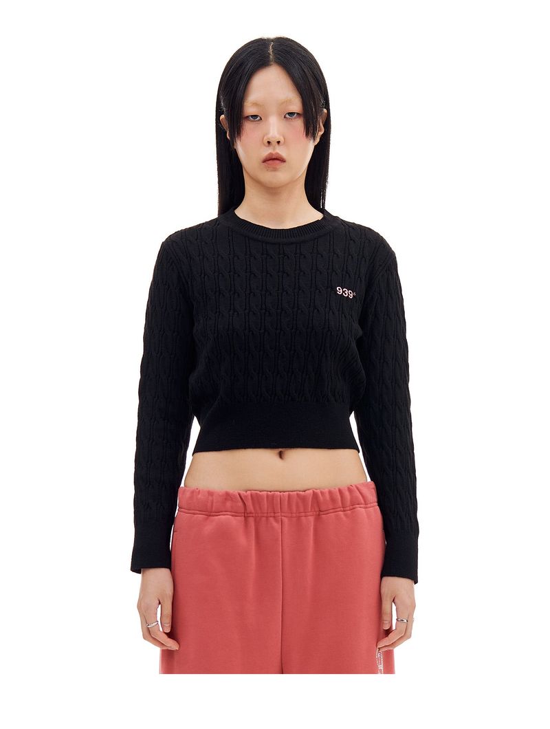 ARCHIVE BOLD(アーカイブボールド)の「CABLE CROP KNIT (BLACK)(Tops)」