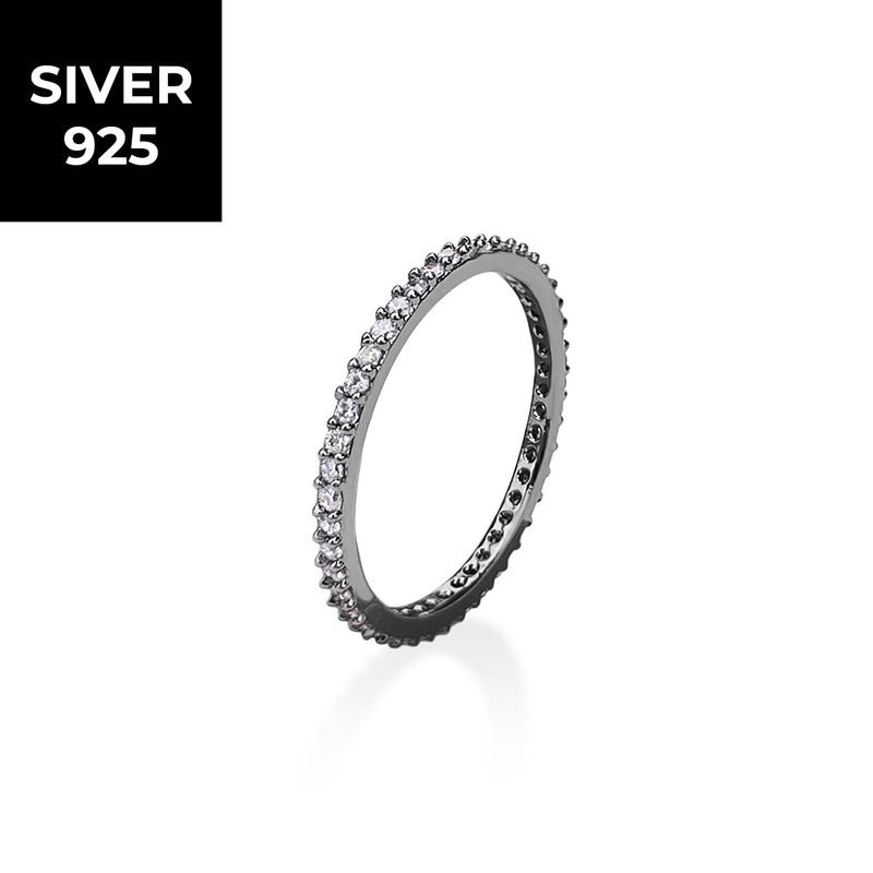 MACIER（マシール）の「[S925] 2MM Prong Setting Tennis Ring (black silver)（Accessories）」