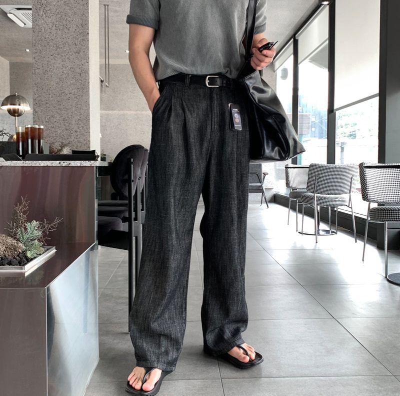 LOOKPLE（ルックプル）の「Ayward Two-Tuck Linen Wide Denim（Pants）」