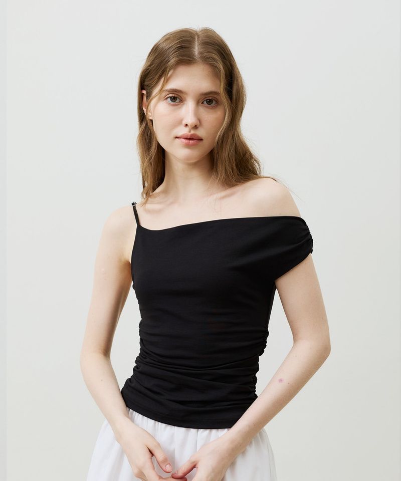 ARIKIM（アリキム）の「SHERRY UNBALANCE SHIRRLING TOP / BLACK（Tops）」