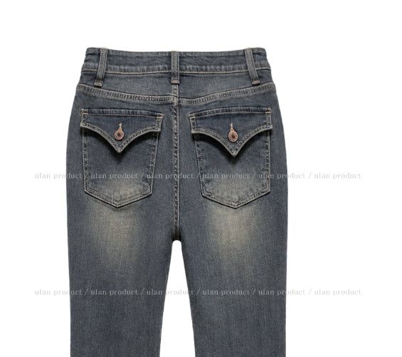 Seize Back Pocket Slim Bootcut Denim Pants