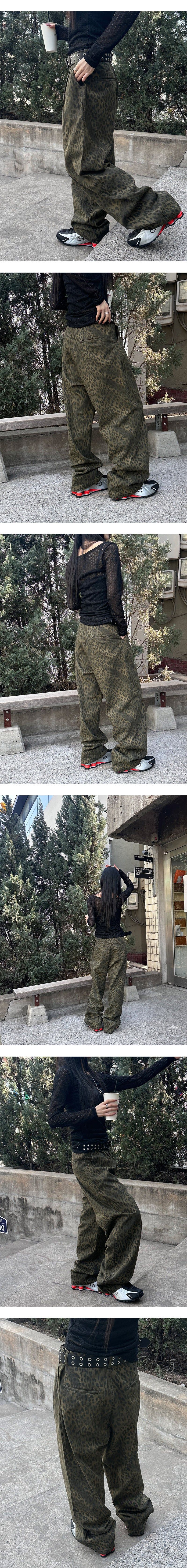 [Unisex] Two tuck leopard pants(3color)