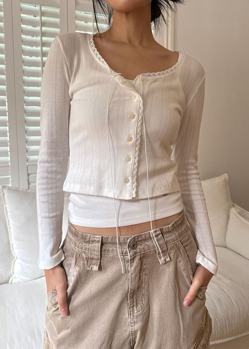 LACE PUNCHING CARDIGAN