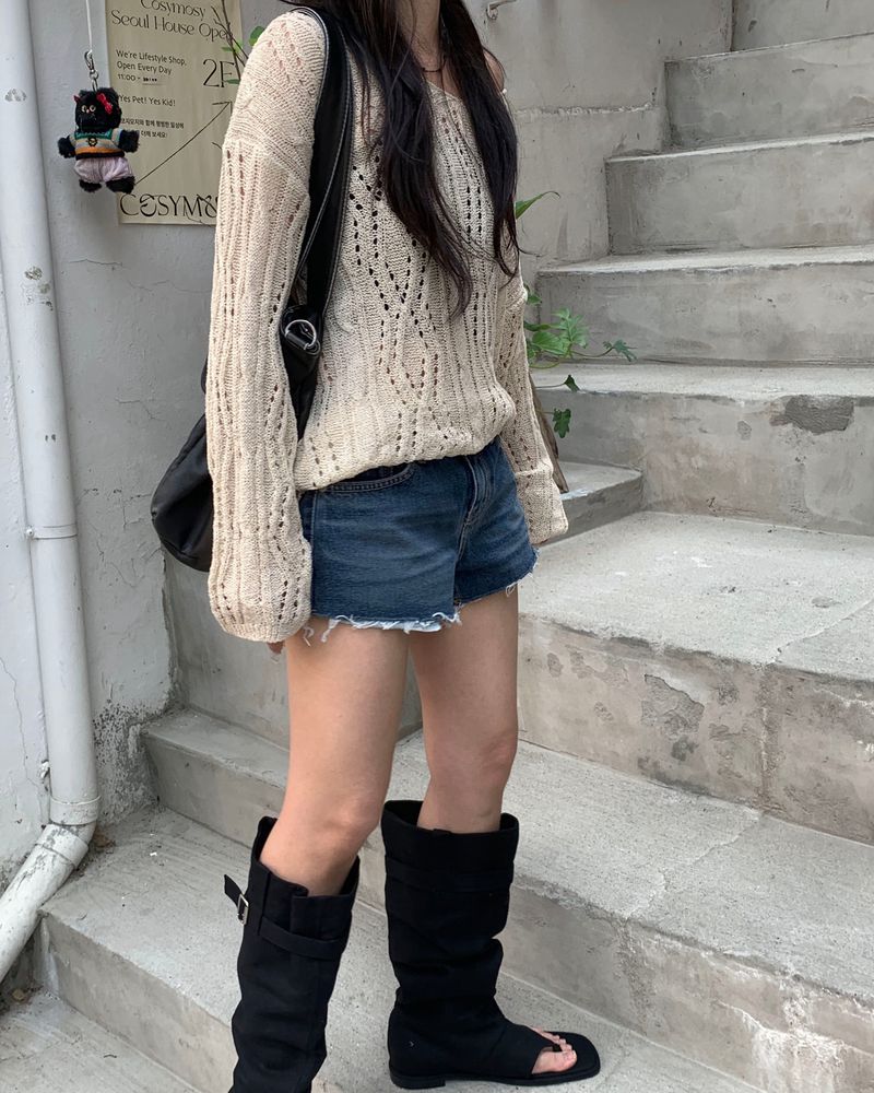 Sand denim shorts