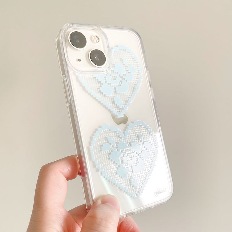 blue heart lace jellhard phone case