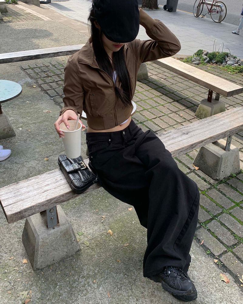 Brown slim zip up