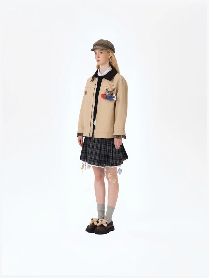 13DE MARZO Tailor Bear Hanger Cargo Jacket Khaki