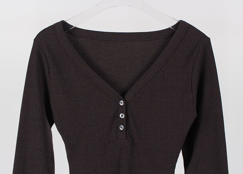 RIB BUTTON LONG TEE