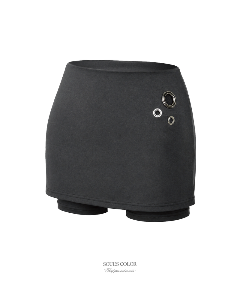 Metal eyelet mini skirt pants (2color)