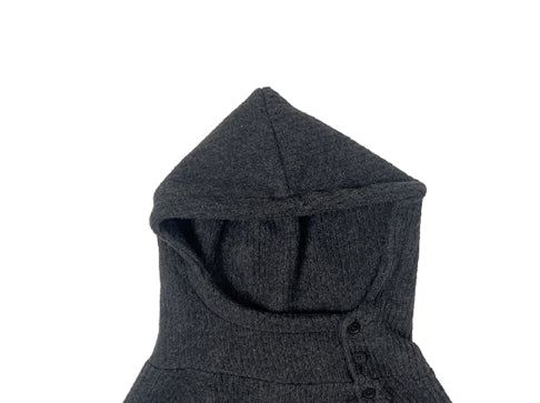[Fleece/Sleeves Button] Rambo Brushed High Neck Ribbed Button Hood Knit