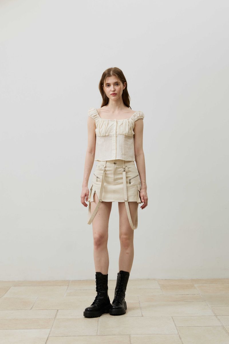 CUDDLY SLEEVELESS TOP / BEIGE